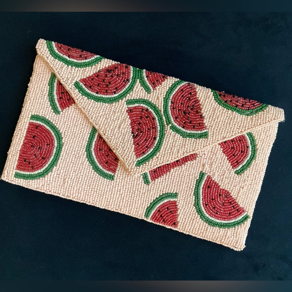 Watermelon beaded clutch